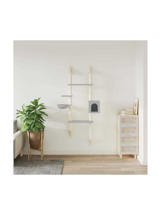 vidaXL Scratching Post Cat Trees Gray Wall Mounted 4 levels 79.5x35x180cm