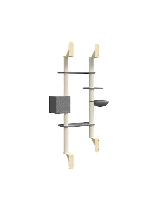 vidaXL Scratching Post Cat Trees Gray Wall Mounted 4 levels 79.5x35x180cm