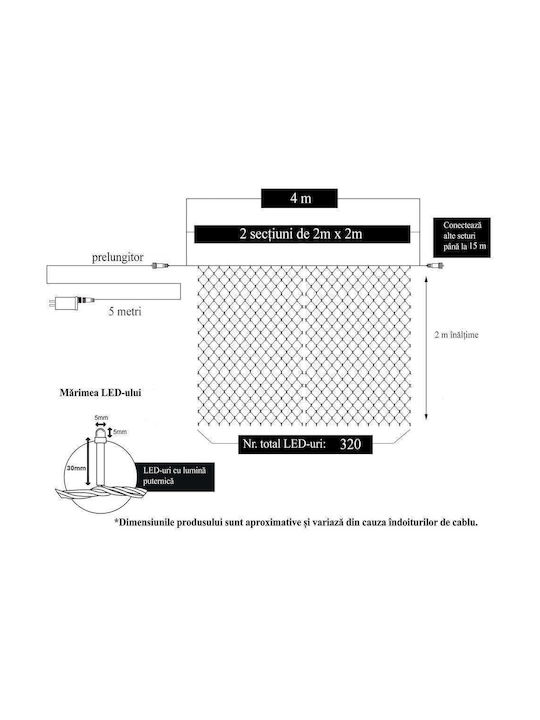 320 Lichterketten LED 4m. x 200cm Rote Typ Netz 1Stück