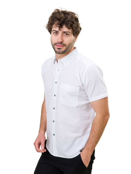 Natural Line Men's Shirt Short Sleeve Linen White