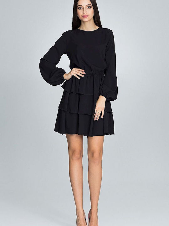 Figl Dress with Ruffle Black