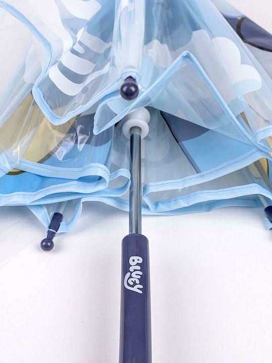 Educa Kinder Regenschirm Gebogener Handgriff Bluey Blau mit Durchmesser 45cm.