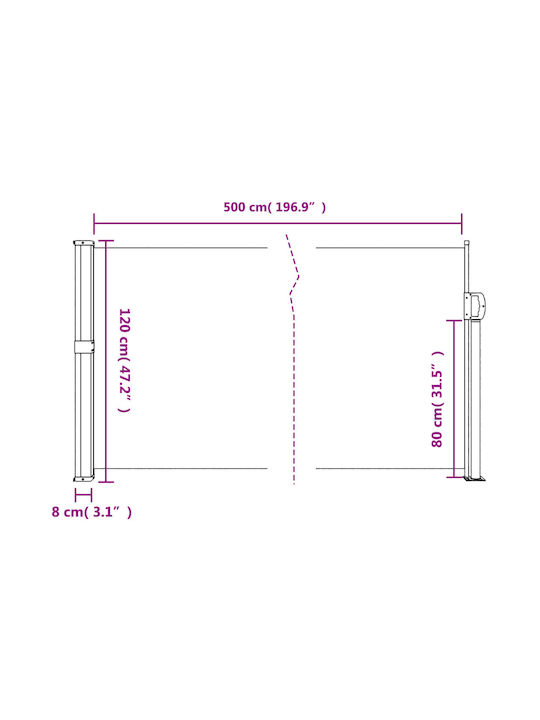 vidaXL Seitenrolloschatten Terrasse Grün 1.2x5m