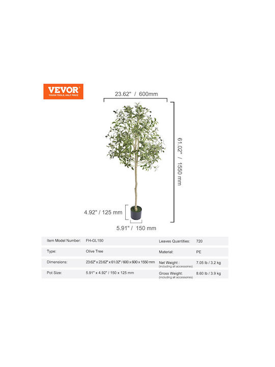 Künstlicher Baum für den Außenbereich Olive Grün 155cm Vevor