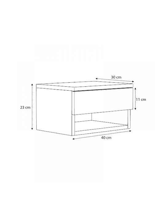 Mary Wooden Bedside Table Sonoma / Λευκό 40x30x23cm