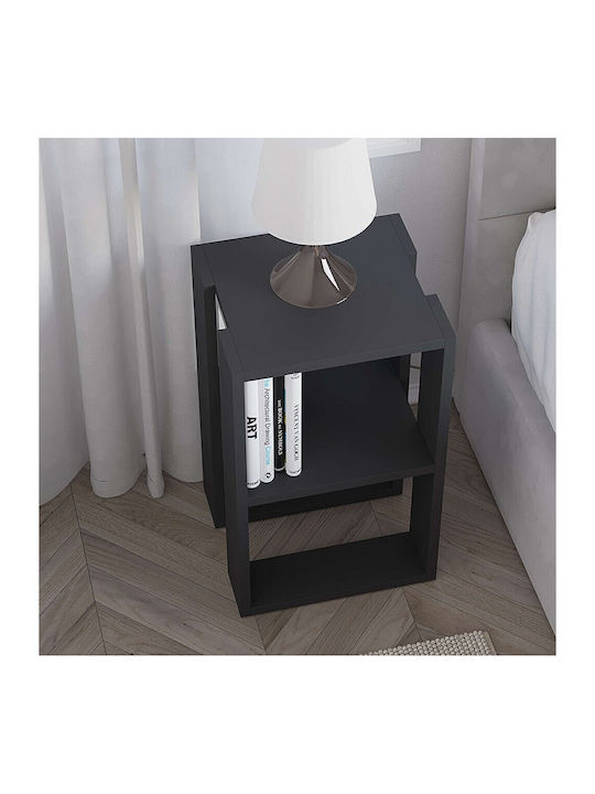 Κομοδίνο Lonie Ξύλινο Ανθρακί 34x30x55cm GP037-0026,6