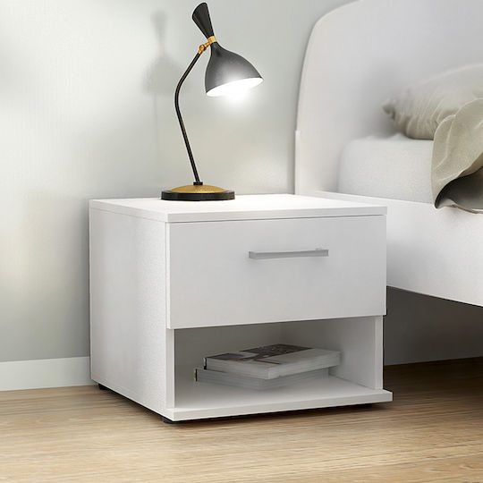 Renato Wooden Bedside Table White 44x35x43cm