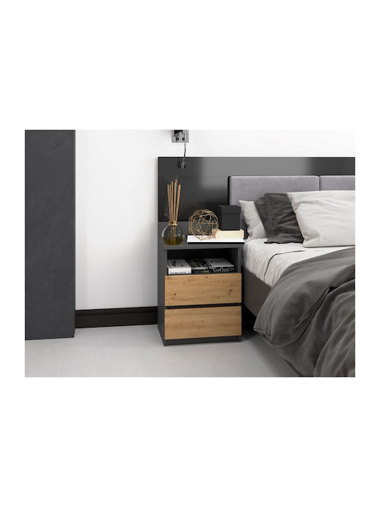 Bedside Table M1 Wooden Oak 40x32x59cm