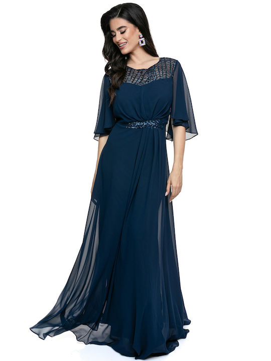 RichgirlBoudoir Summer Maxi Evening Dress with Lace Blue