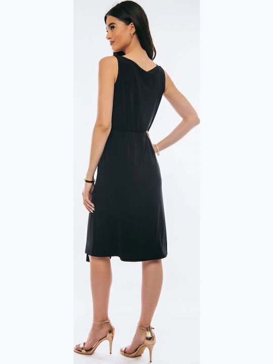 Summer Midi Evening Dress Wrap Black