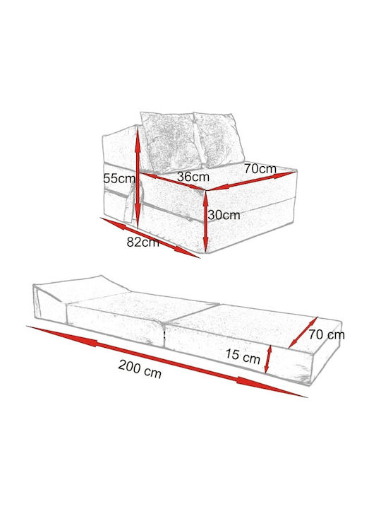 Ciem Πολυθρόνα Κρεβάτι Γκρι 70x82x55cm