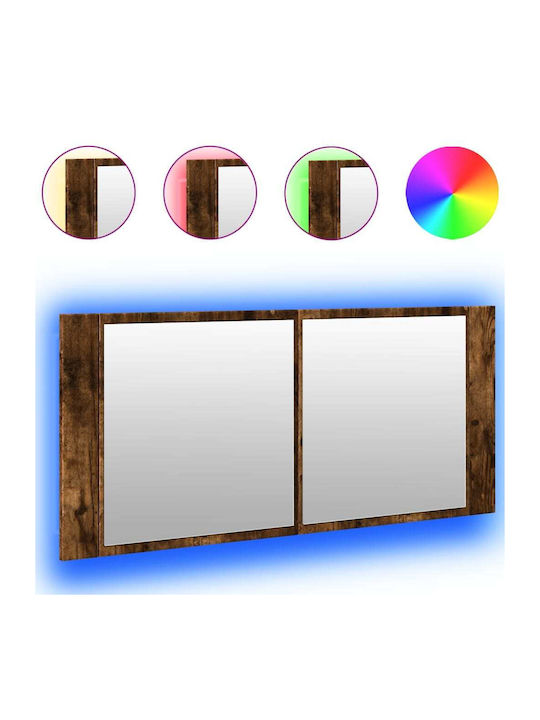 vidaXL Badezimmerspiegel LED mit Regal & Schrank 100x12cm Braun