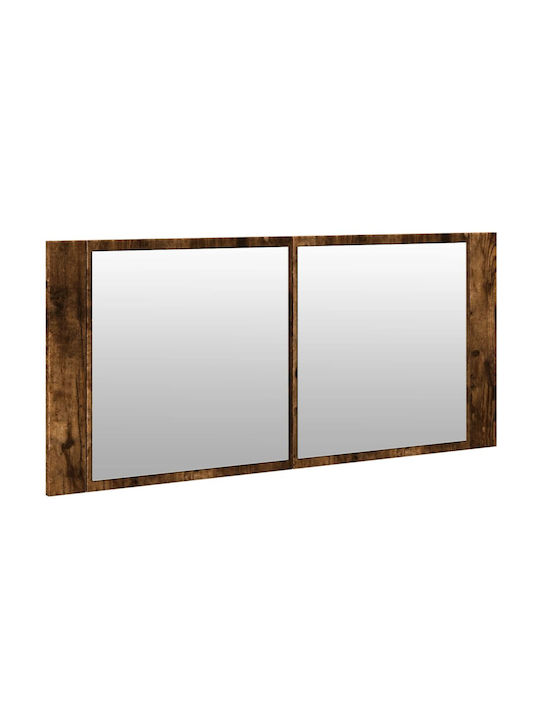 vidaXL Badezimmerspiegel LED mit Regal & Schrank 100x12cm Braun