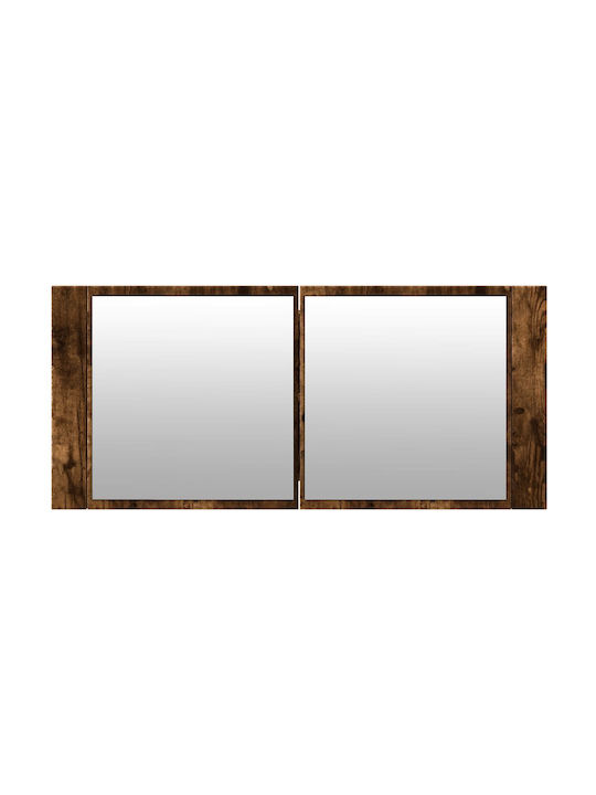 vidaXL Badezimmerspiegel LED mit Regal & Schrank 100x12cm Braun