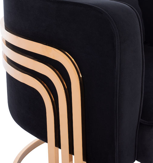 Tiana Velvet Black Armchair 80x70x68cm