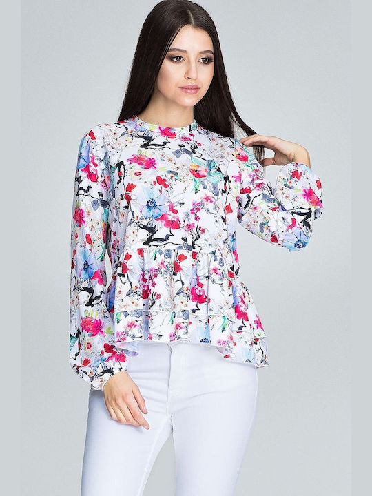 Figl Women's Blouse Long Sleeve Floral Black