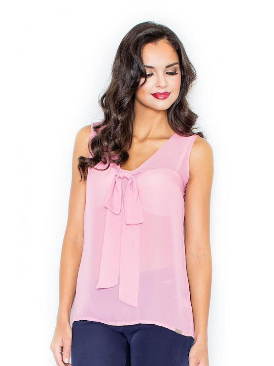 Figl Damen Bluse Ärmellos Rosa