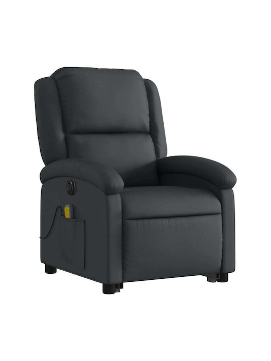 Relaxsessel Friseurwaschbecken aus echtem Leder Black Velvet-Black Metal 71x86.5x99.5cm