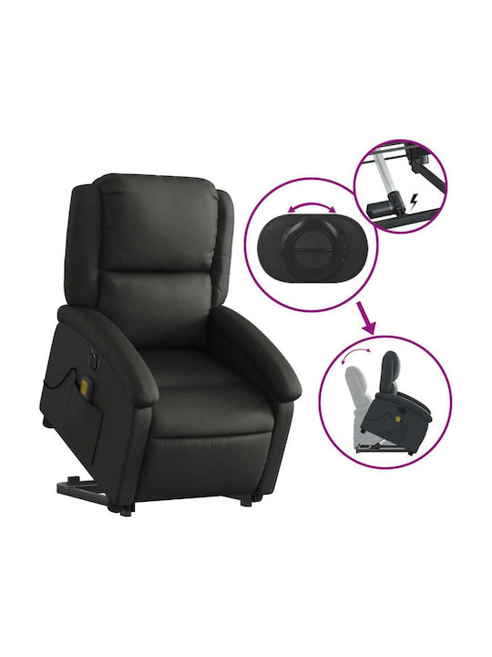 Relaxsessel Friseurwaschbecken aus echtem Leder Black Velvet-Black Metal 71x86.5x99.5cm