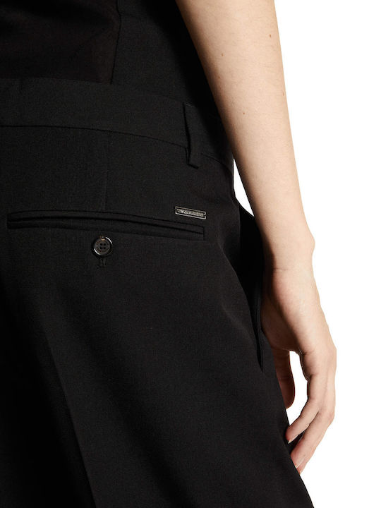 Damen Stoff Hose in Geradem Schnitt Black