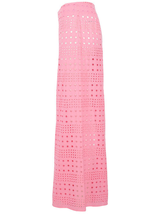 Damen Hochbund Stoff Capris Rosa
