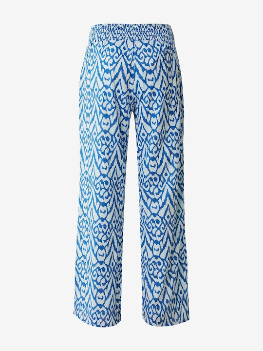 Women's Fabric Trousers with Elastic Blue