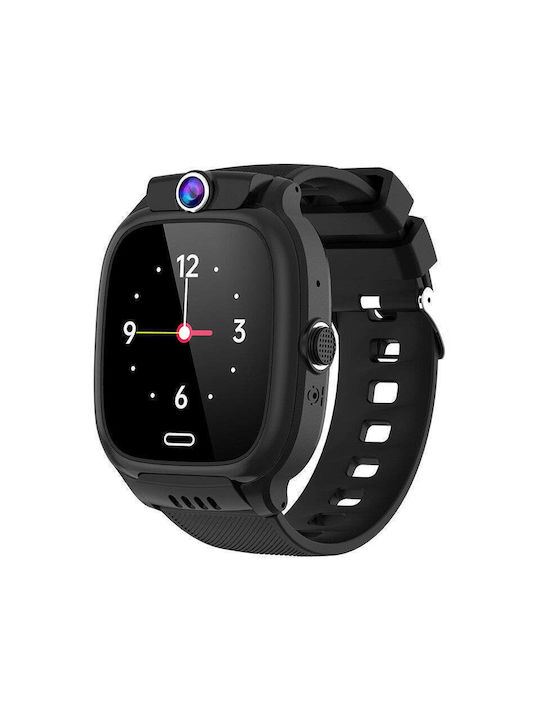 Smartwatch pentru copii cu curea din cauciuc/plastic Negru