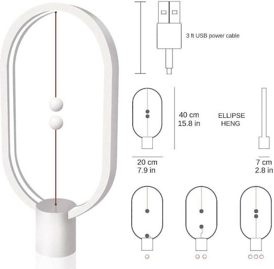 Allocacoc Διακοσμητικό Φωτιστικό Heng Balance Lamp Ellipse LED Θερμό Λευκό 20εκ.