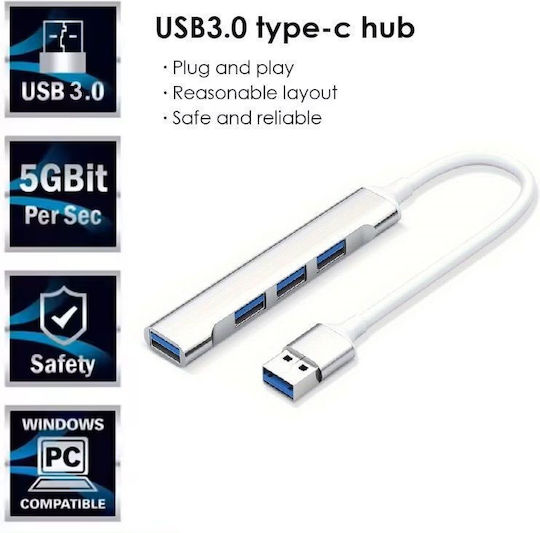 NBD055 Hub USB 3.0 Cu 4 Porturi USB-A Alb
