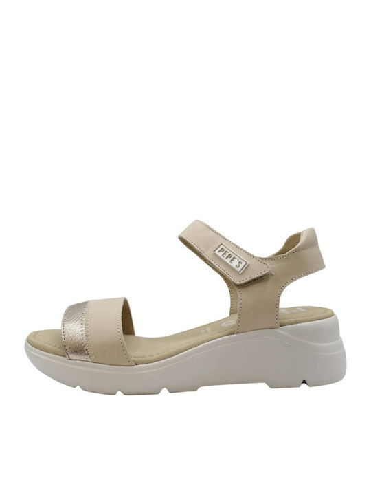 Damenplattformen Beige