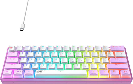 Havit KB877L Гейминг Механична Клавиатура 60% с Custom суичове и RGB подсветка (Английски US) Purple / White