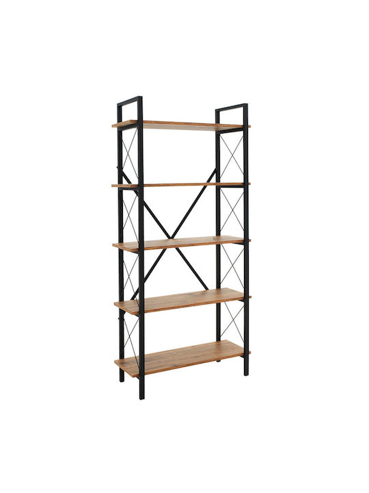 Bibliotecă Wook Nuc / Negru 90x35x180cm