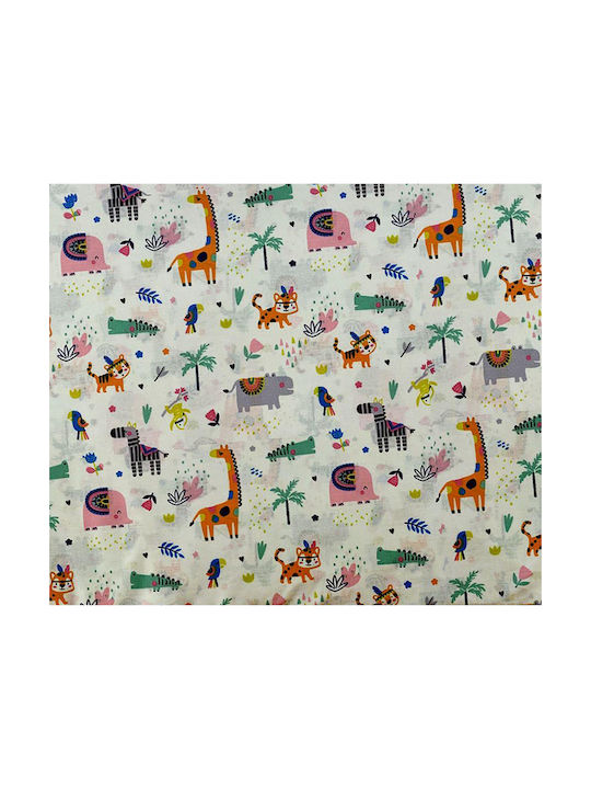 Dimcol Sheet Set Single Cotton Zoo 556 White-Multi 160x240cm 3pcs