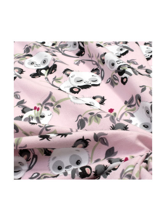 Dimcol Σετ Σεντόνια Μονά Βαμβακερά Panda Bear Pink 160x240cm 3τμχ