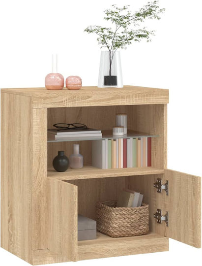 Living Room Display Cabinet made of Particle Board with Lighting Sonoma Oak 60.5x37x67cm