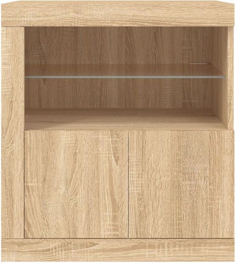 Living Room Display Cabinet made of Particle Board with Lighting Sonoma Oak 60.5x37x67cm