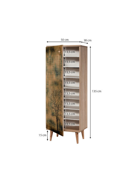 Soho Wooden Shoe Organizer with 8 Shelves Sonoma 50x38x135cm