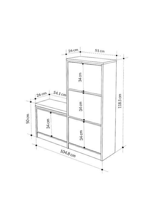 Дървен Обувна рафт Dude 104.8x26x118.5см