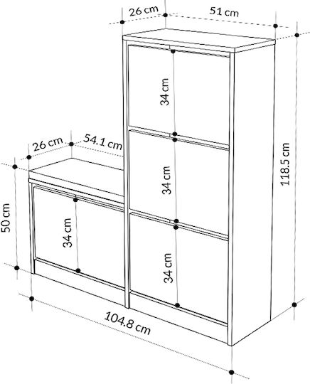 Дървен Обувна рафт Dude 104.8x26x118.5см