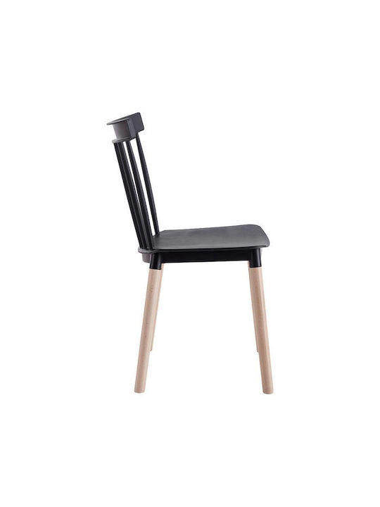 Rubina Dining Room Polypropylene Chair Black Velvet-Black Metal 51x50x84cm