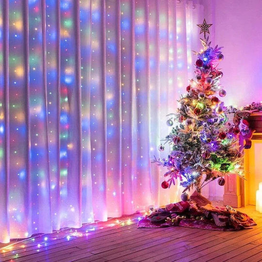 100 Lights LED 3m. x 100cm Multicolor USB type Curtain 1pcs