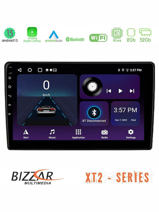 Bizzar Car Audio System 2DIN with A/C (Bluetooth/USB/WiFi/GPS/Apple-Carplay/Android-Auto) with Touch Screen 9"