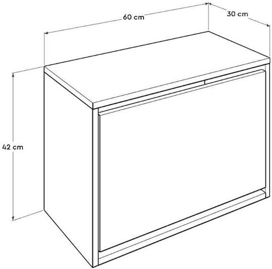 94036090900 Wooden Shoe Organizer with 2 Shelves White 60x30x42cm