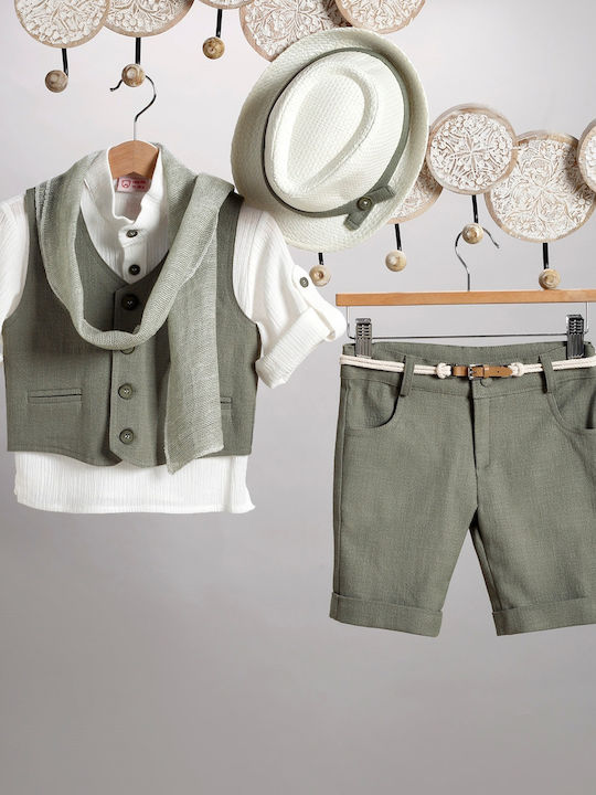 New Life Boys Baptism Suit with Vest 6pcs Khaki