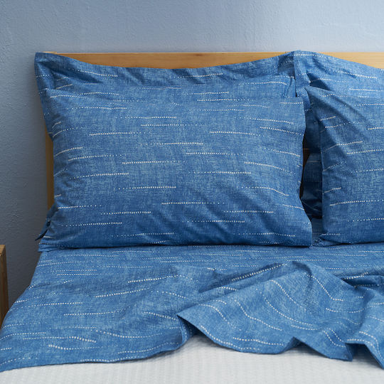 Charalambidis Textiles Покривало Единично от Памук & Полиестер Синьо 160x230см