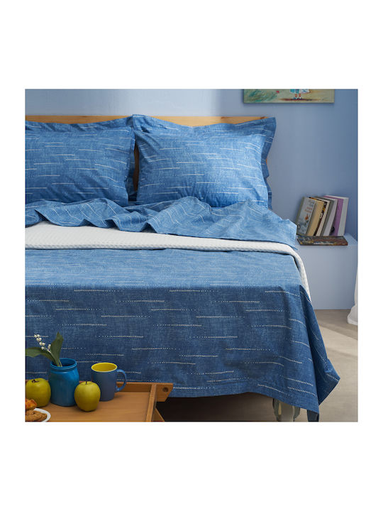 Charalambidis Textiles Κουβερλί Μονό από Βαμβάκι & Πολυεστέρα Μπλε 160x230cm