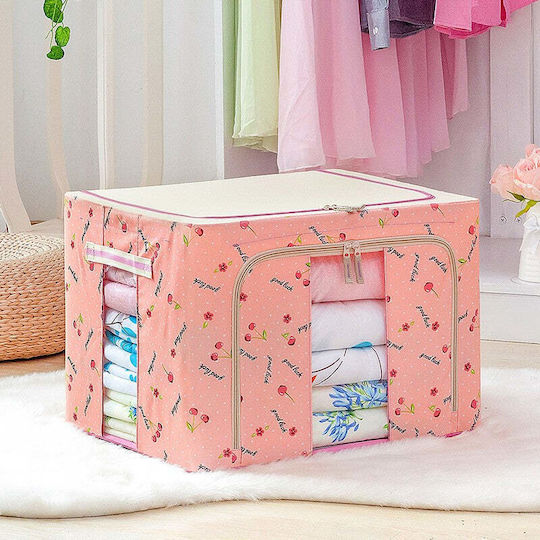Fabric Storage Box with Lid Pink 40x30x20cm 1pcs