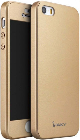 iPaky 360 Full Cover Plastic / Tempered Glass / Silicon 0.3mm Auriu (iPhone 5/5s/SE)