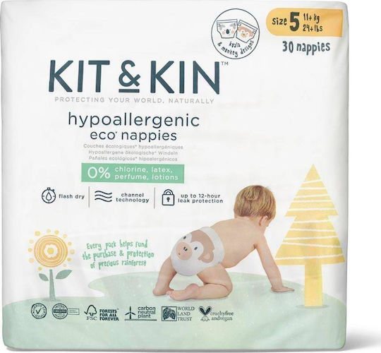 Kit & Kin Πάνες Βρακάκι Eco Βρεφικές Πάνες Νο5 (12+kg) No. 5 για 12+kg 30τμχ