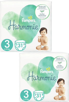 Pampers Klebeband-Windeln Harmonie Harmonie 1+1 Nr. 3 für 6-10 kgkg 62Stück